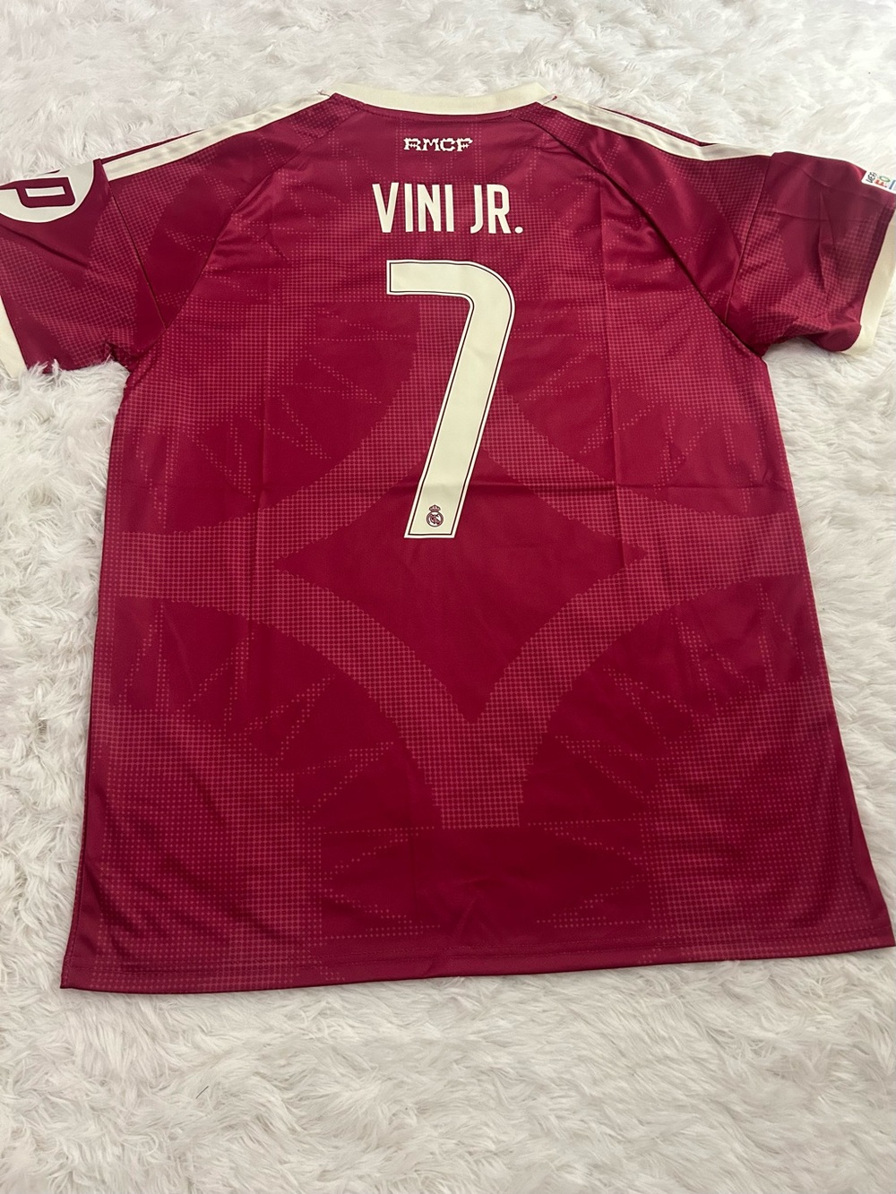 adidas Maroon VINI JR. #7 Men's Soccer Jersey with Ivory Accents